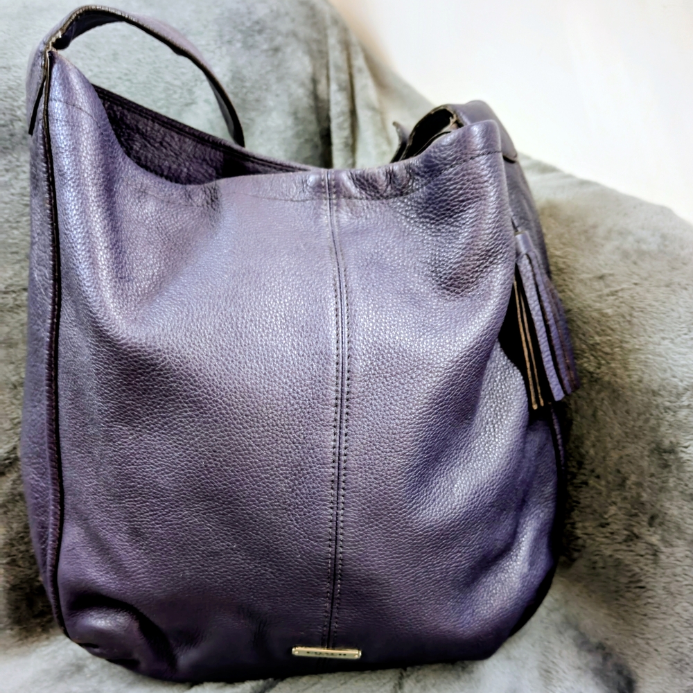 Chic Purple Leather Hobo Bag